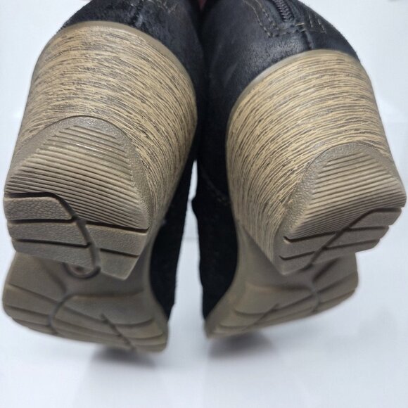 Earth Origins Boots Womens 7 Wide Oakland Amanda Ankle Black Suede Ruched - Picture 7 of 9